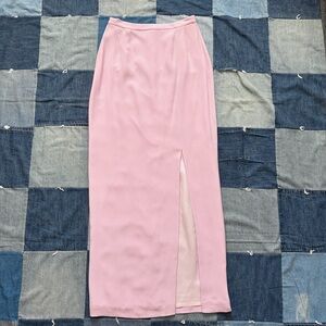 100% silk adrianna papell evening floor length skirt side slit pale pink size 8